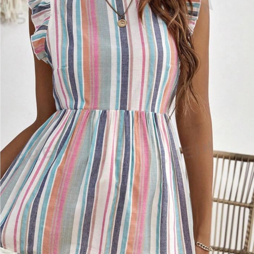 Maternity striped tie back ruffle blouse
